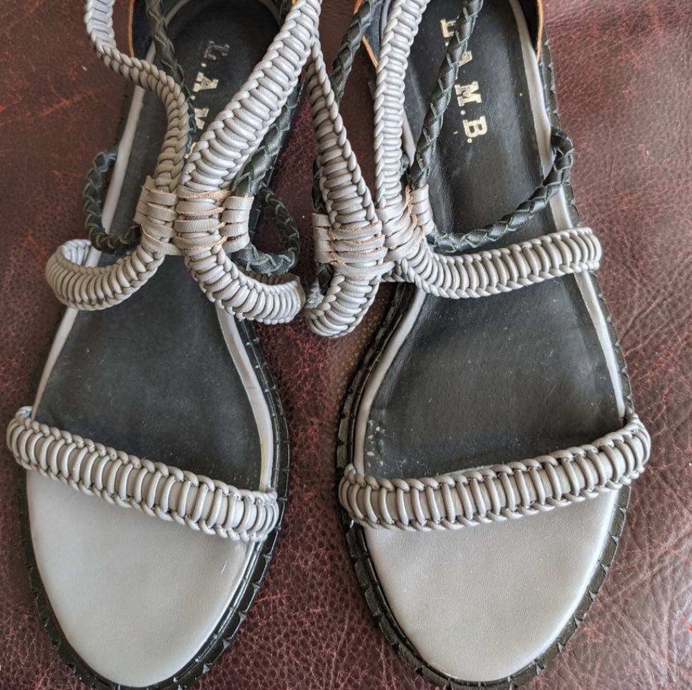 L.A.M.B grey and orange leather sandal  8.5